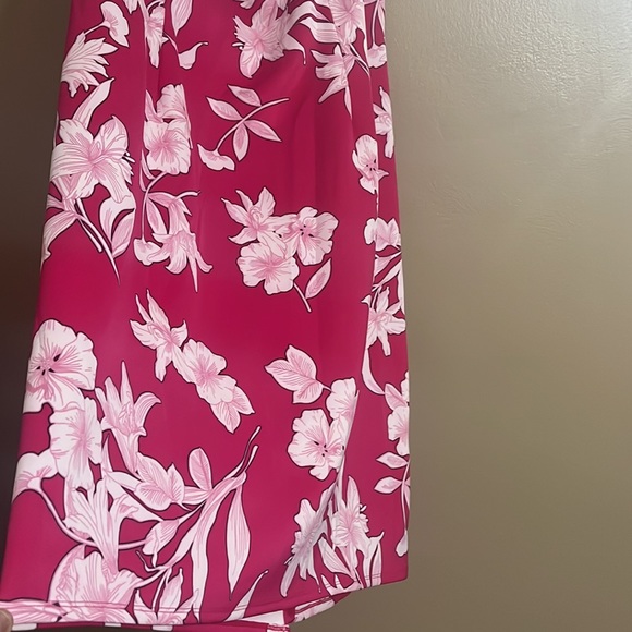 Lane Bryant Dress Sz 26 Sheath Pink Floral Print Off-Shoulder Feminine Fairy - Picture 3 of 8